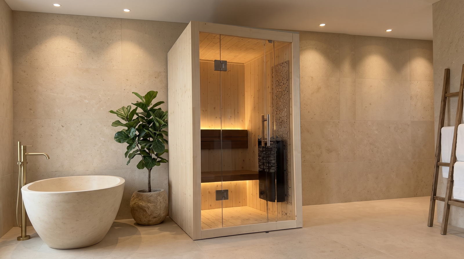 Finse sauna S-Line Nordiq 110, badkamer